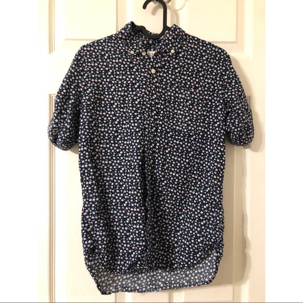 Blue Short Sleeve Floral